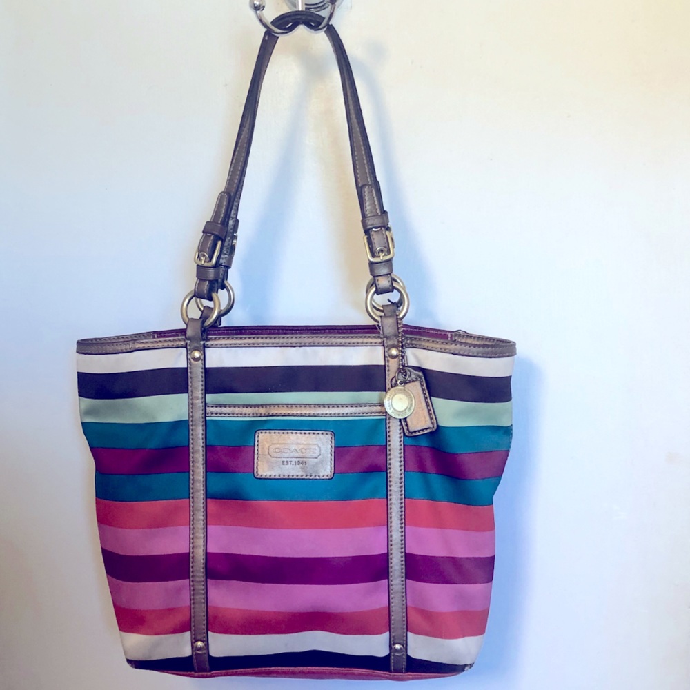 Coach Striped Tote Bag